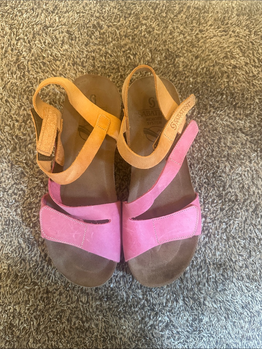 Sabatini memory foam Pink & Orange Women's Leather Sandals